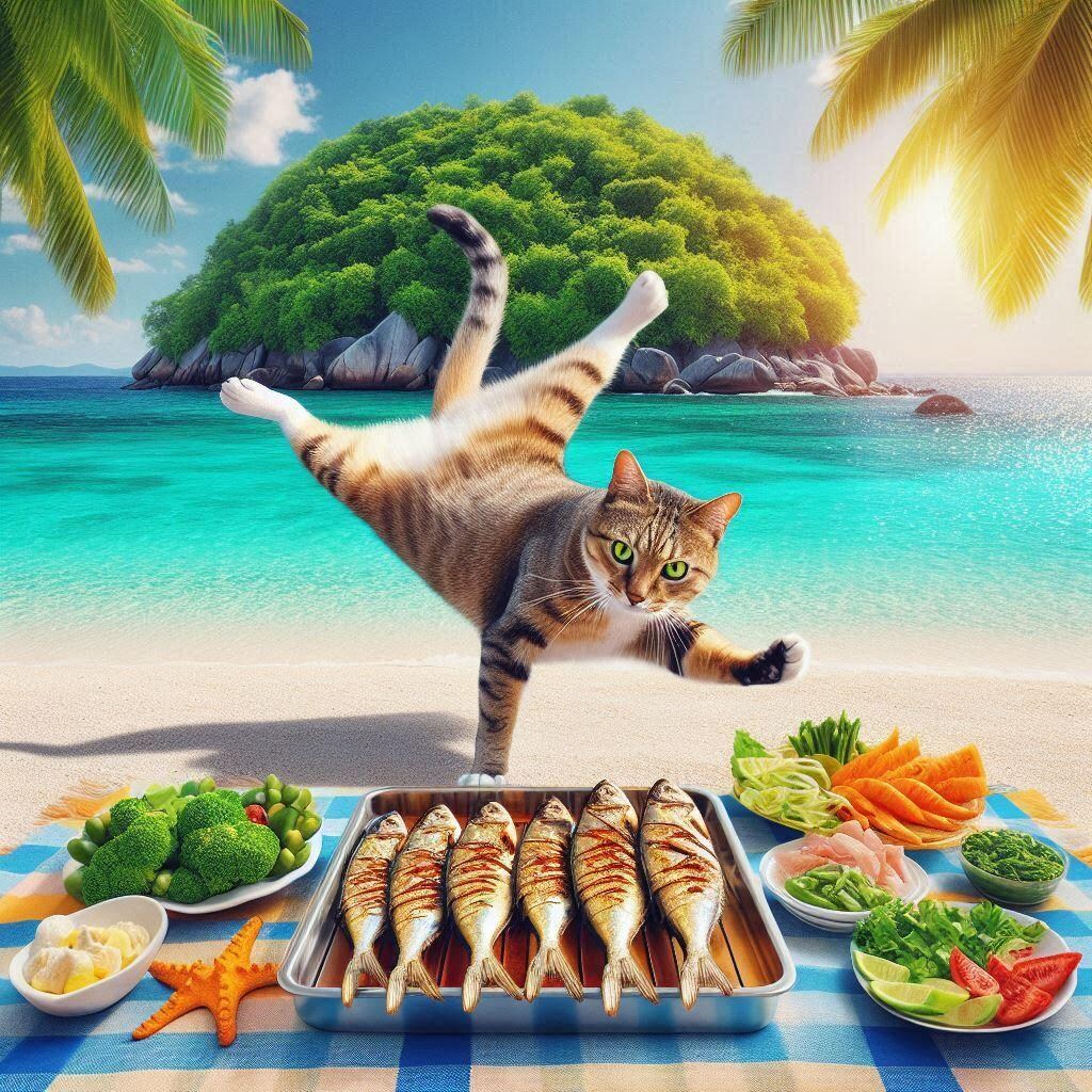 無人島に取り残された猫