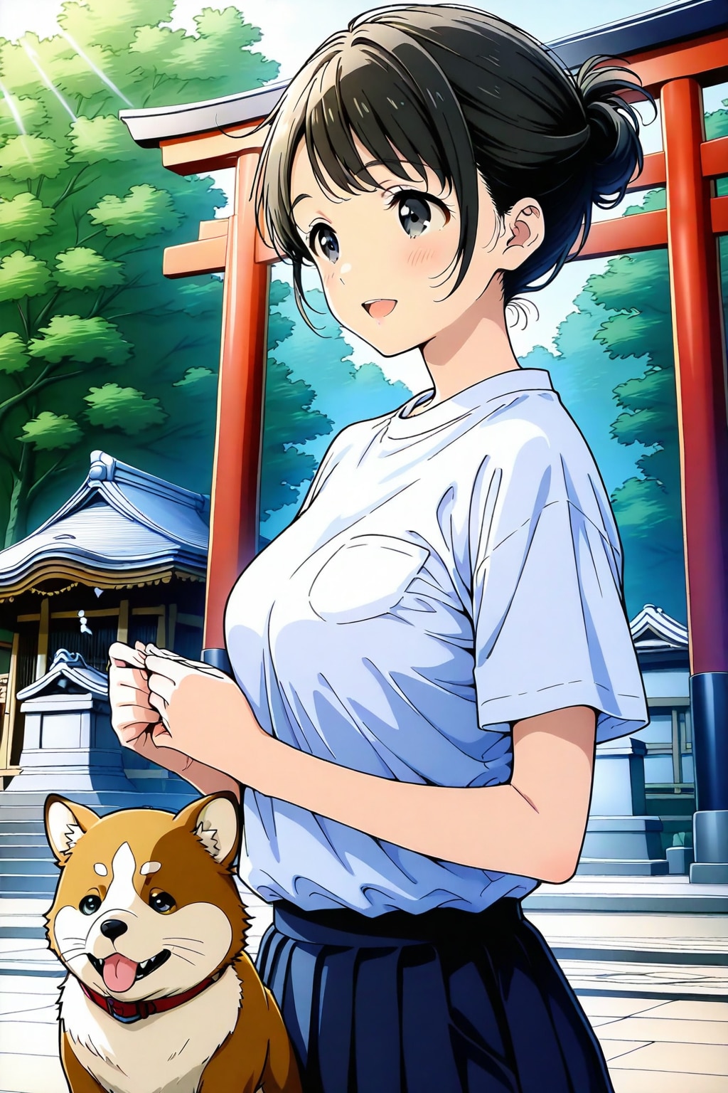 早朝犬の散歩を口実にいとこの姉ちゃんと神社まで来てみて二人っきりになってみた