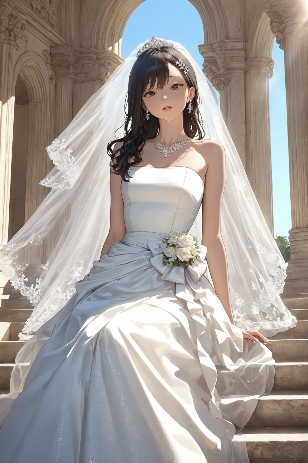 ウェディングドレスの黒髪さん