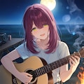 キャンプ場でギターを弾く綾乃(PixAI版) 4枚目
