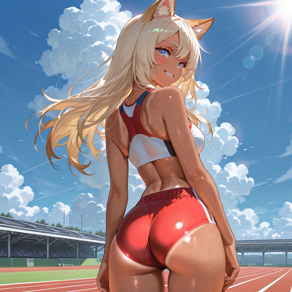 振り向き陸上女子さん！