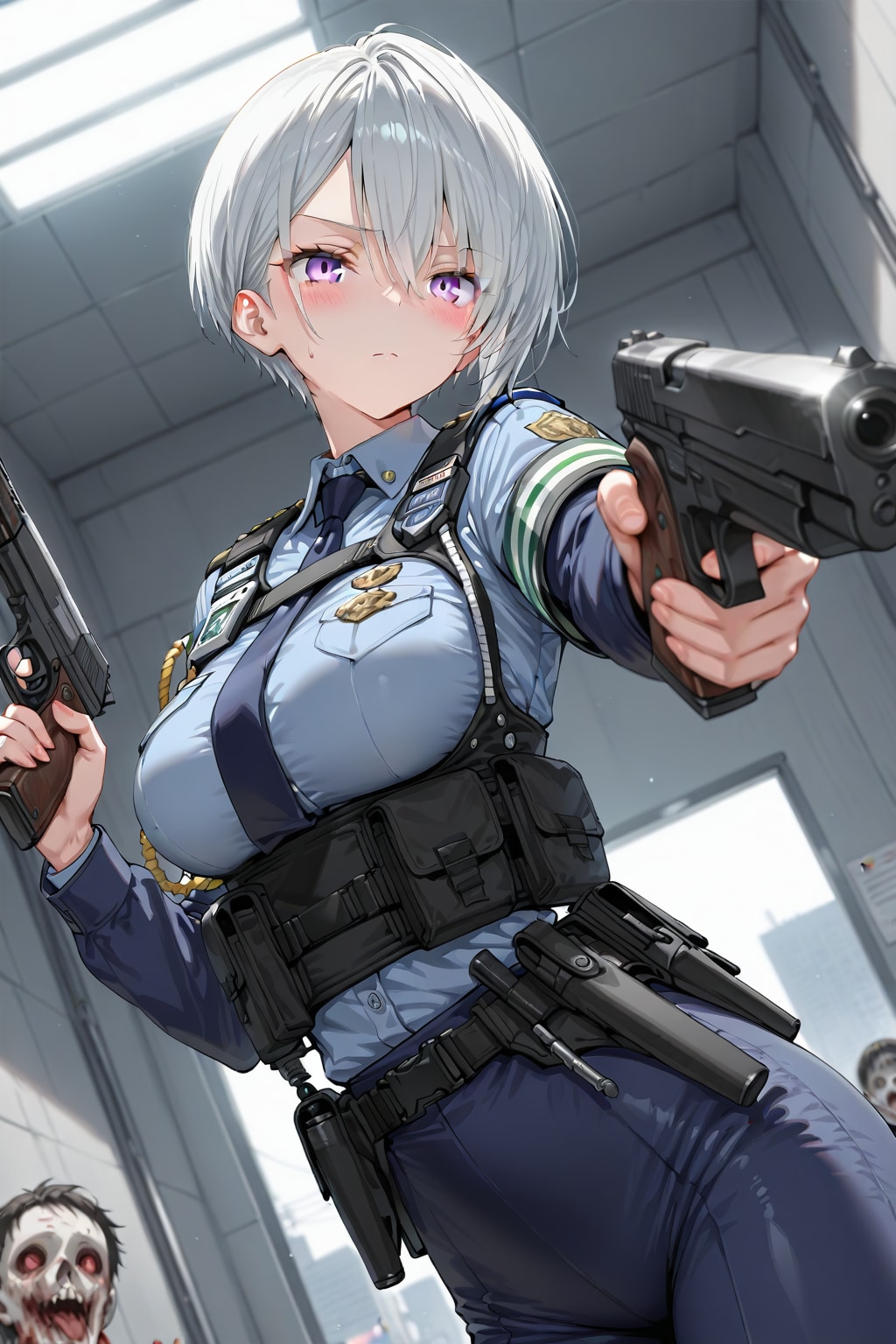 (1259)銀髪ちゃんゾンビハザード | の人気AIイラスト・グラビア