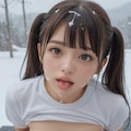 雪の中だと、ぶっかけ熱々ザー〇ンは凍るのか実験 2枚目