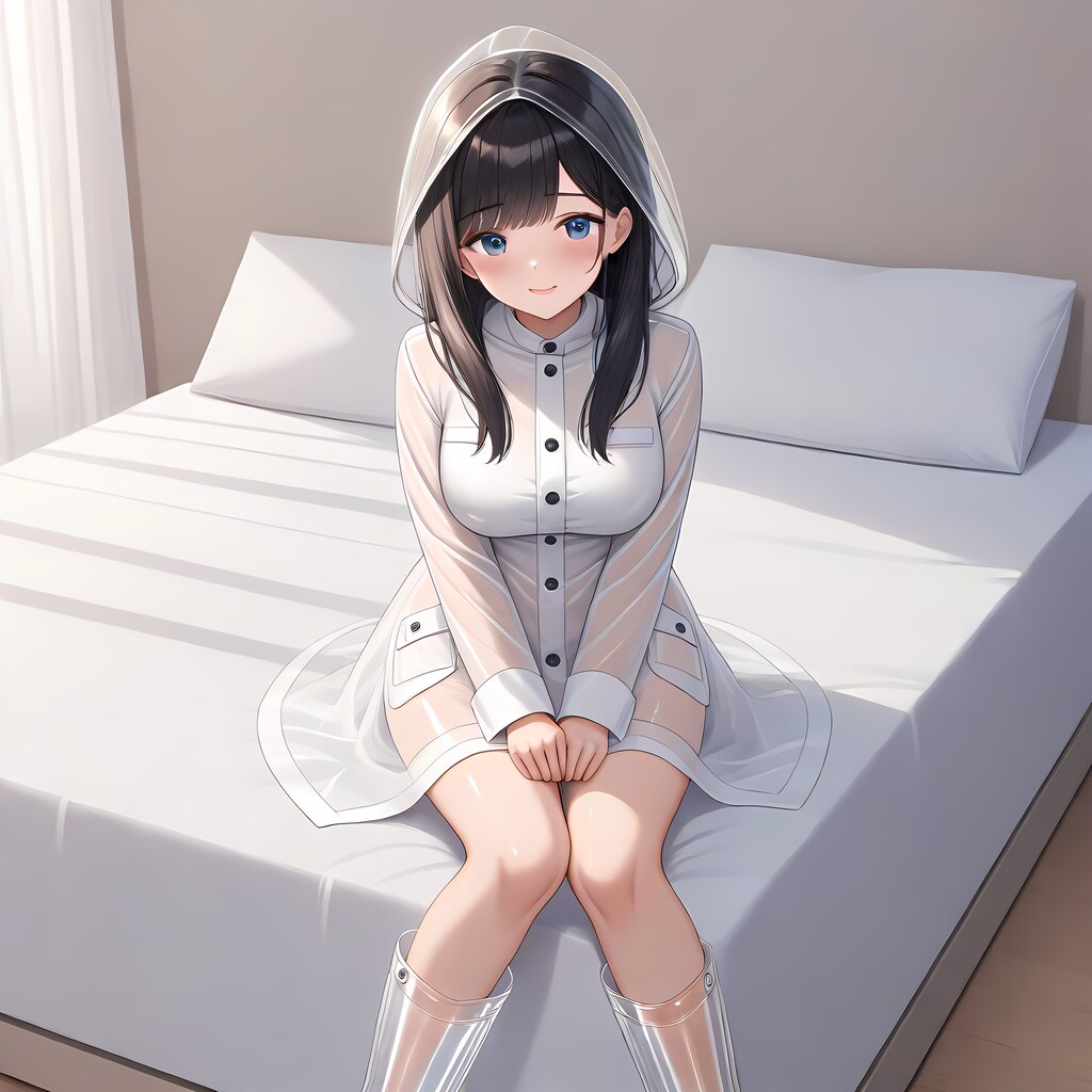 白レインコート透明長靴