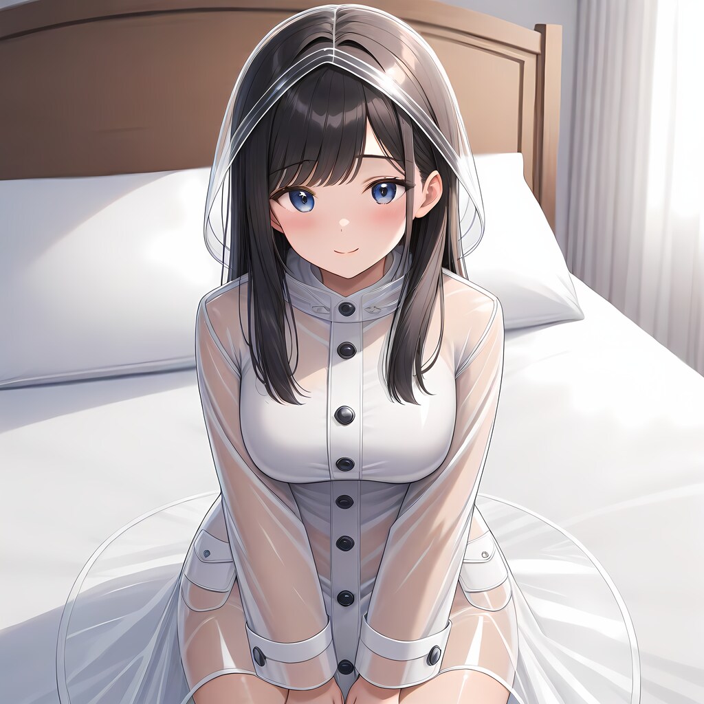 白レインコート透明長靴