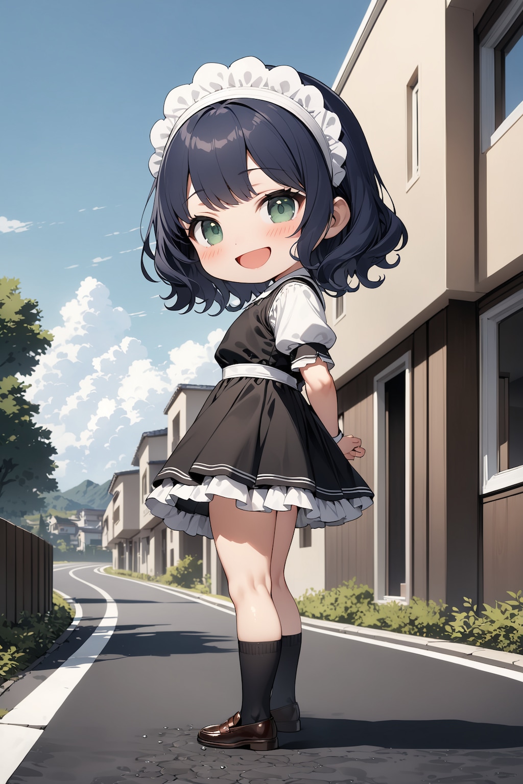 郊外で見かけたちびキャラメイドさん Y626