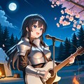 宿営地で歌を唄う葵さん(PixAI版) 3枚目