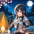 宿営地で歌を唄う葵さん(PixAI版) 4枚目