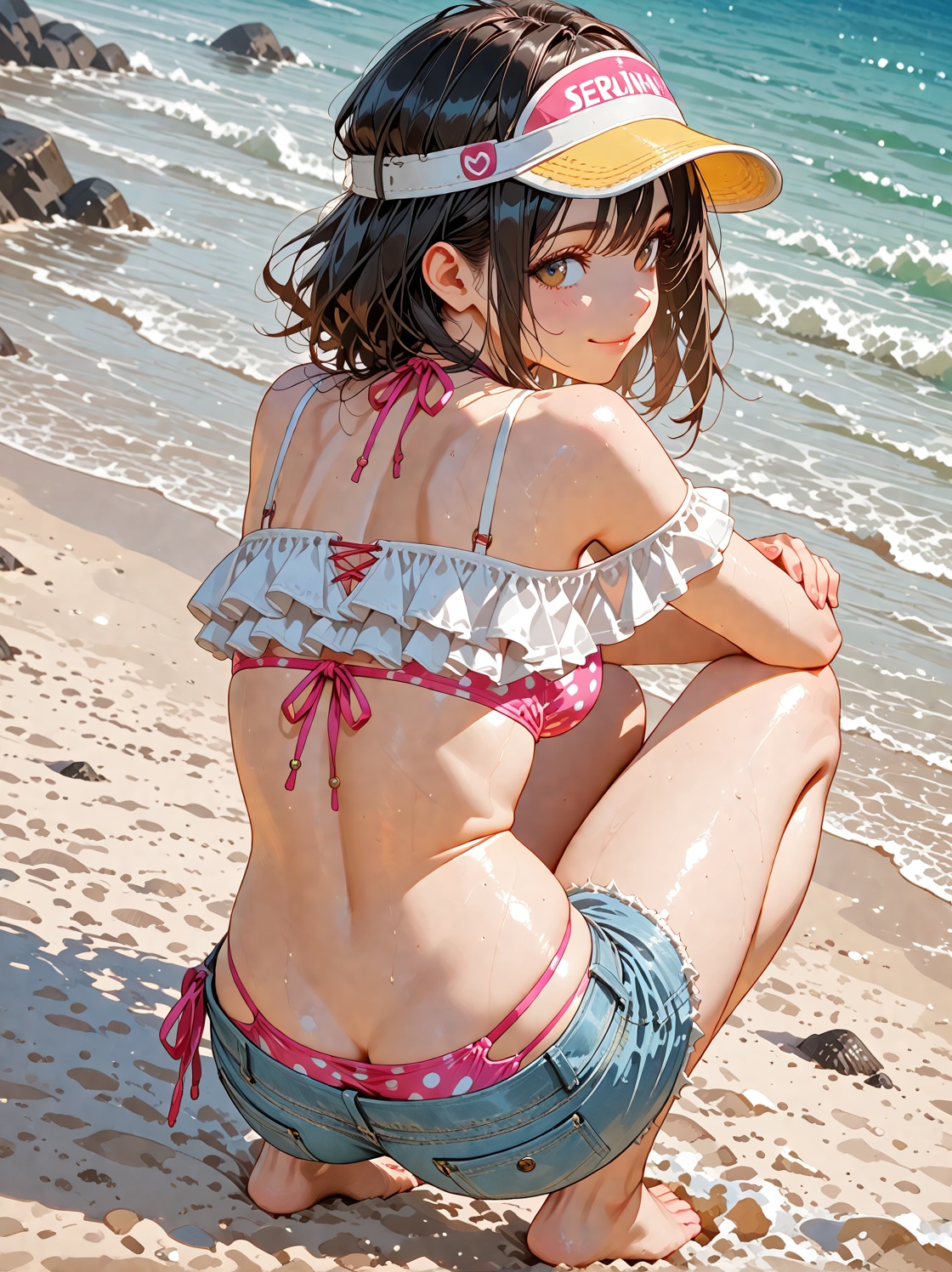 はみ出したビキニと尻の割れ目