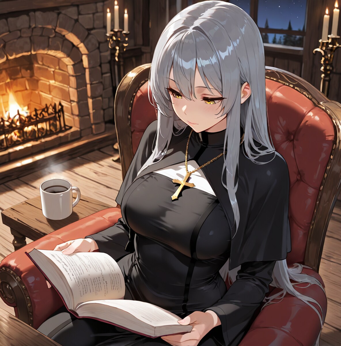 暖炉と読書 | の人気AIイラスト・グラビア