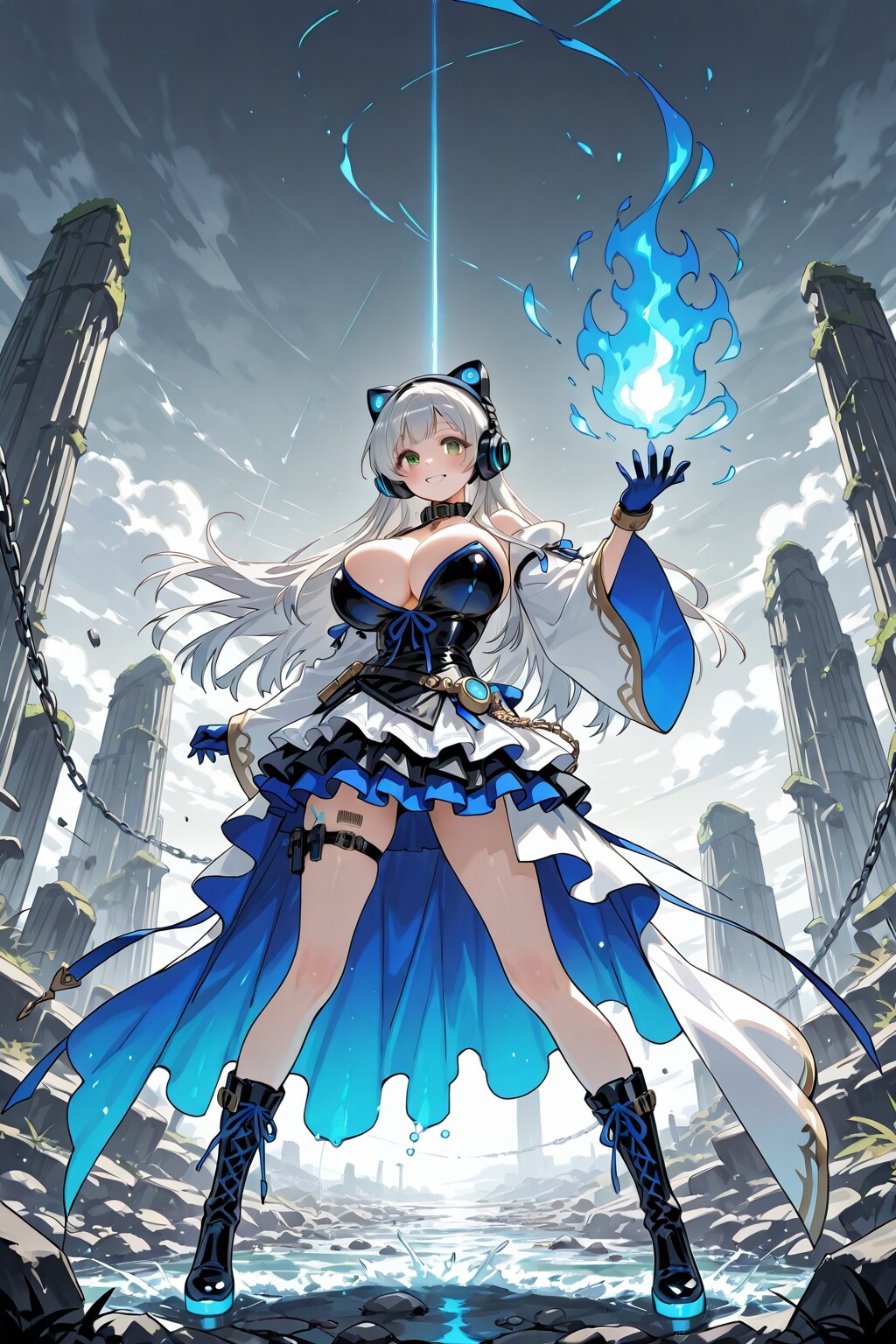 Blue magical flames