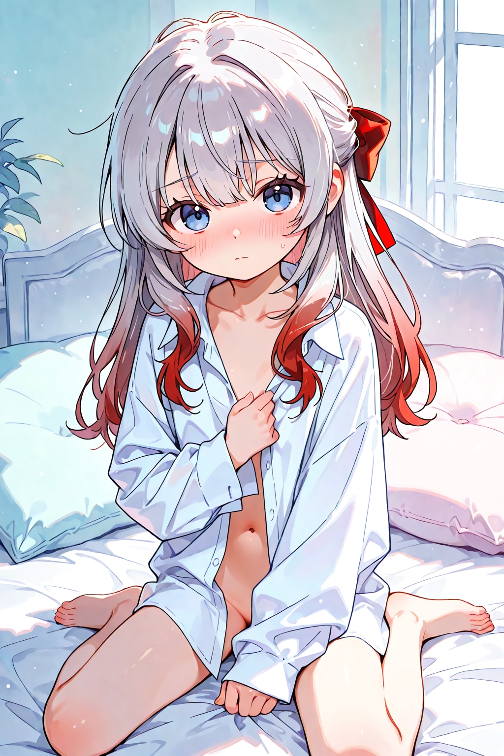 白いシャツのままで