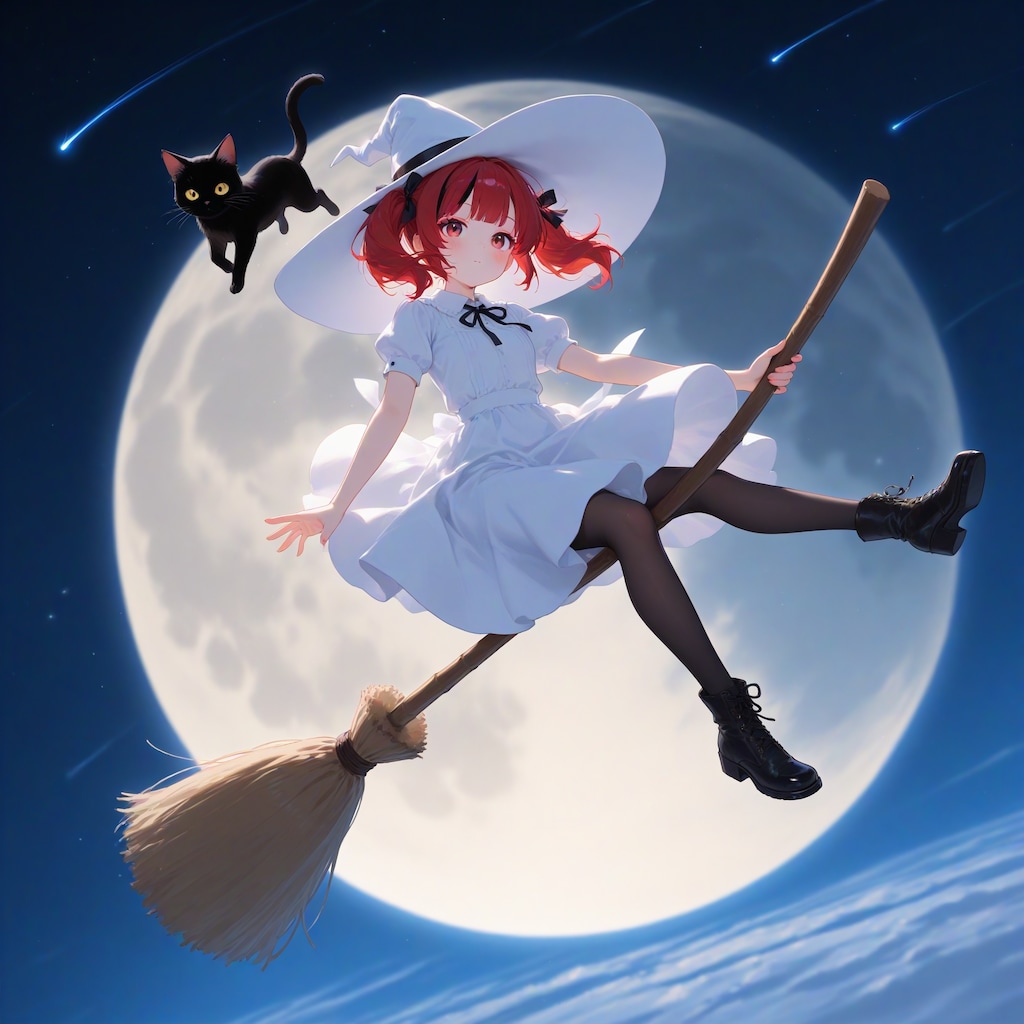 便利。　　夜空と黒猫と箒①