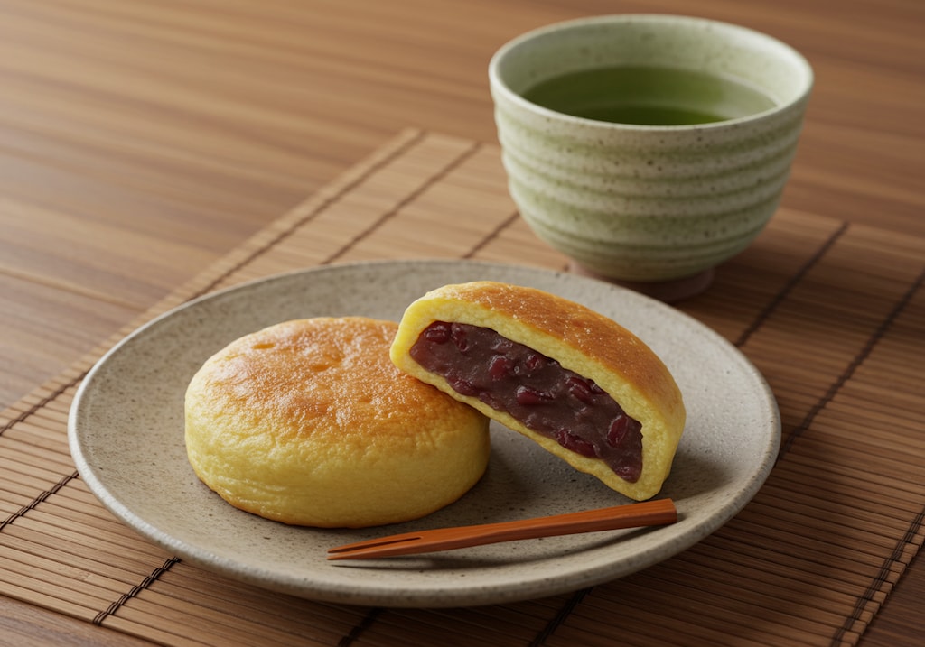 デザートの粒餡饅頭