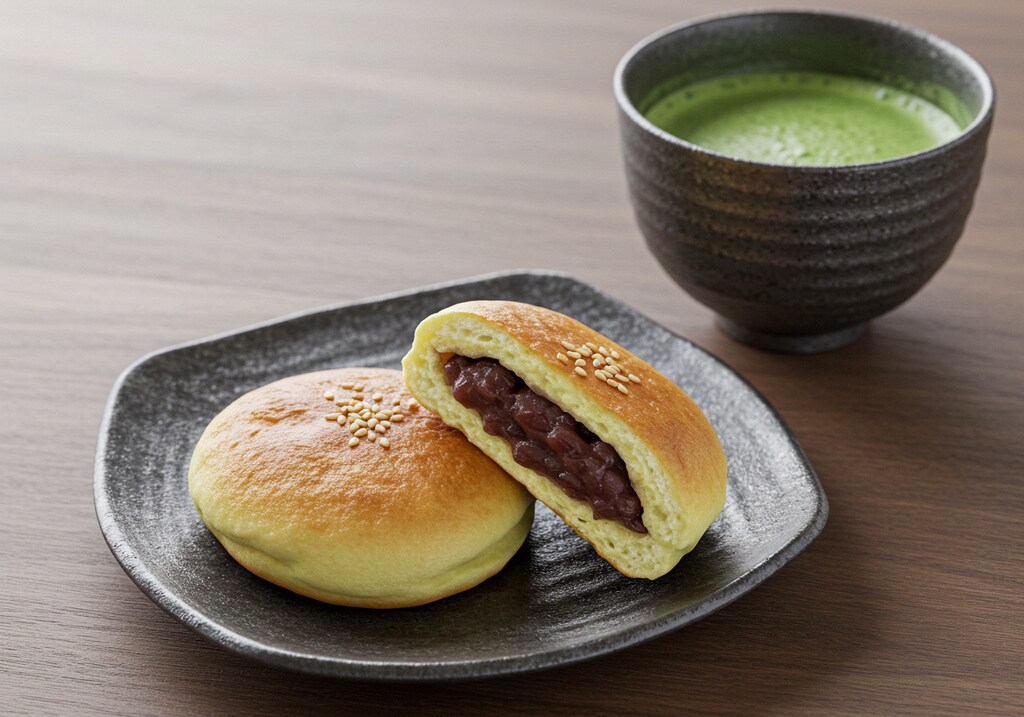 デザートの粒餡饅頭