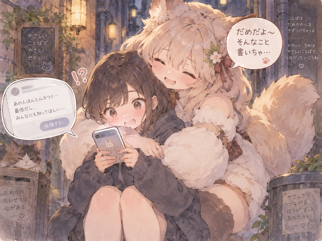 SNSで悪口描こうとしてる子にぎゅっ