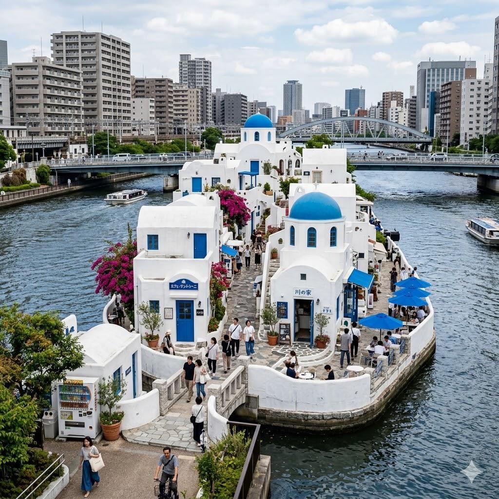 サントリーニ島っぽい中州