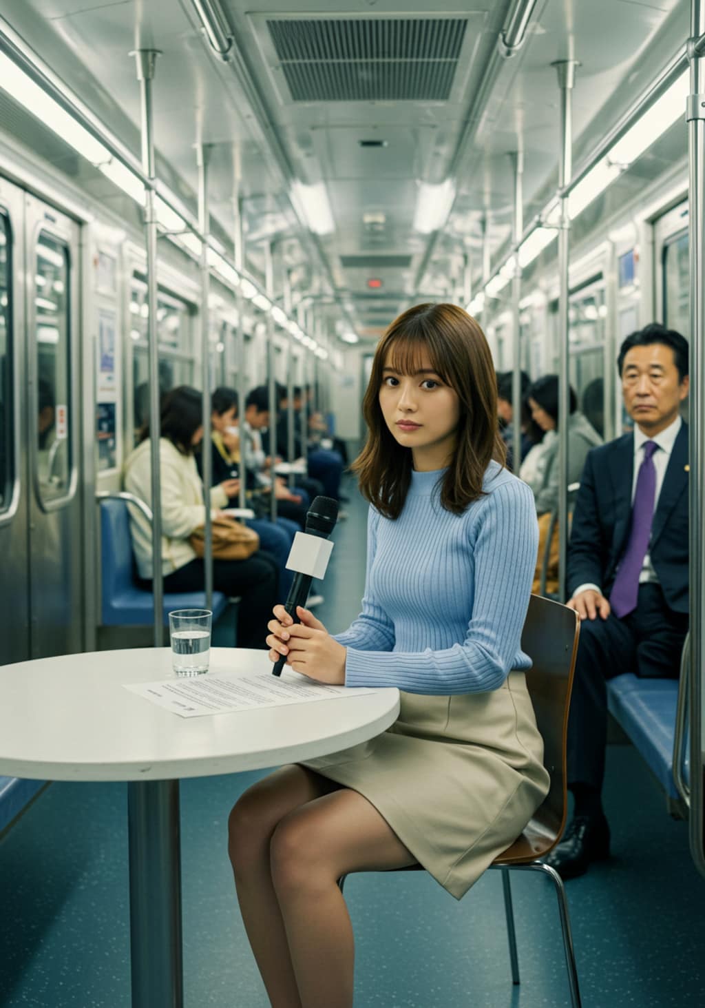 電車にロケで行かされる女子アナちゃん