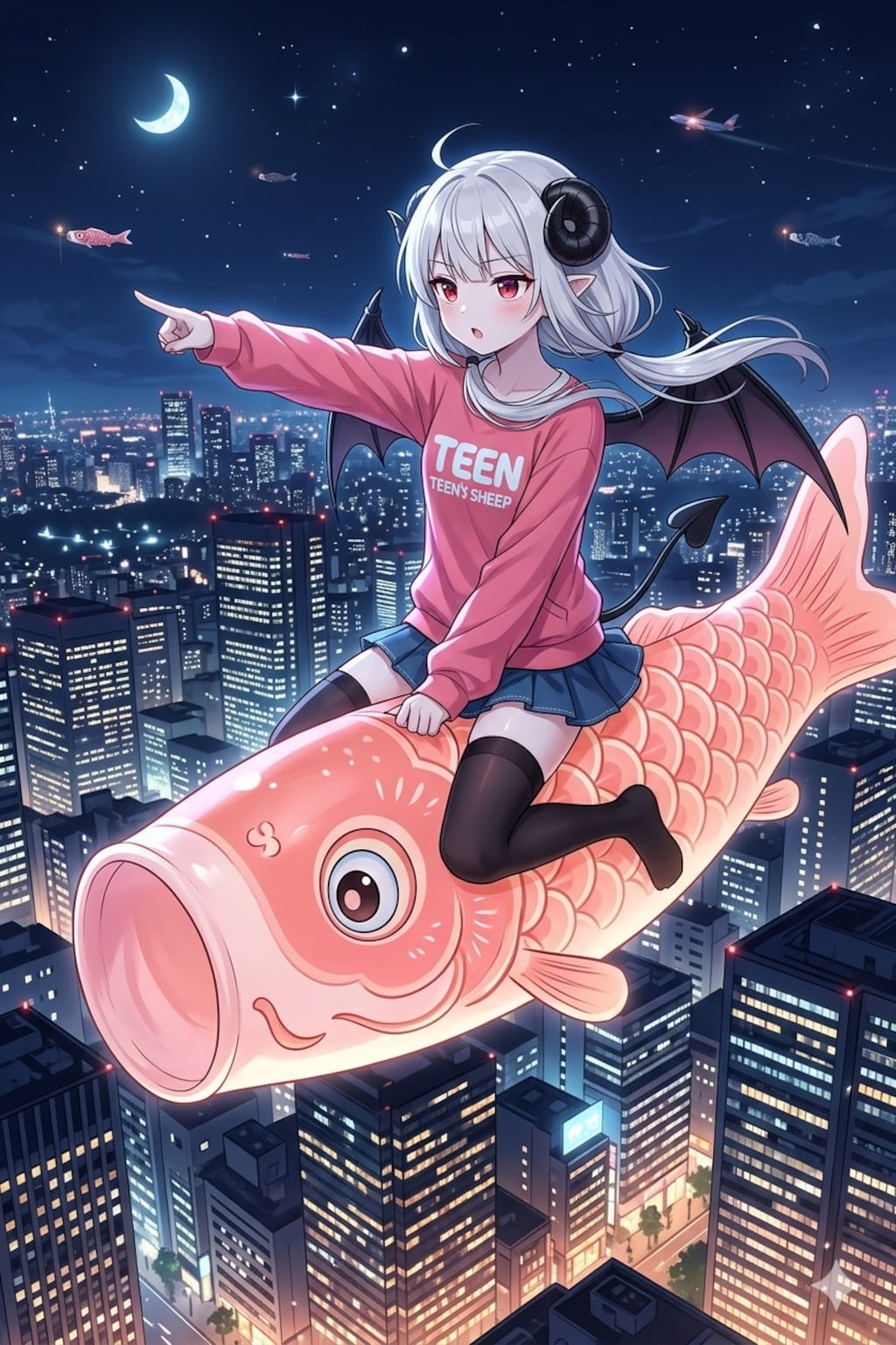 鯉のぼりに乗るアイちゃん