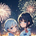 打ち上げ花火と少女 2枚目