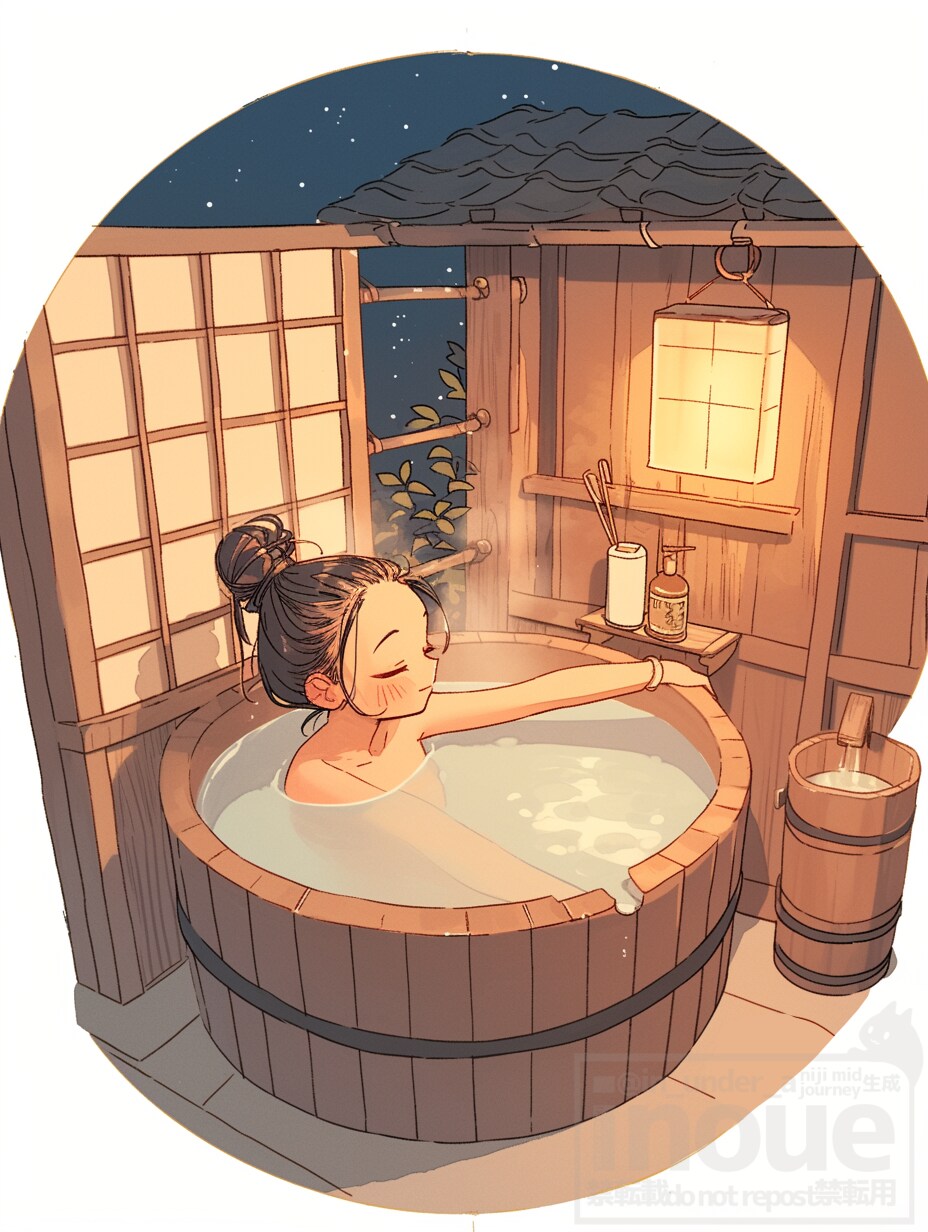 夜風と貸切風呂 | の人気AIイラスト・グラビア
