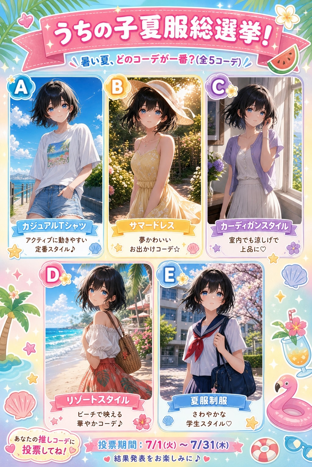黒髪　うちの子夏服総選挙