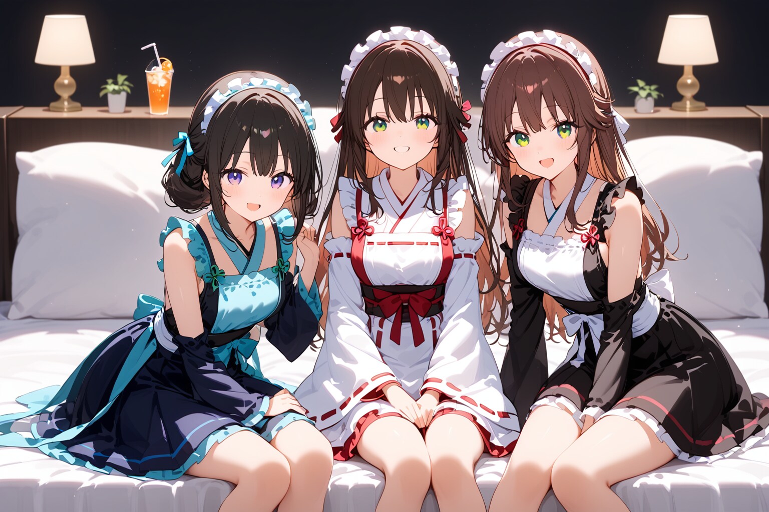 3人の夜、1つのぬくもり | の人気AIイラスト・グラビア