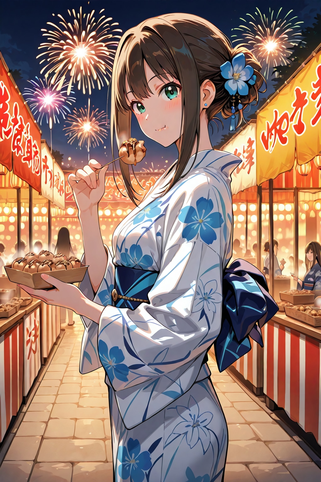 大輪の花と大玉のタコ