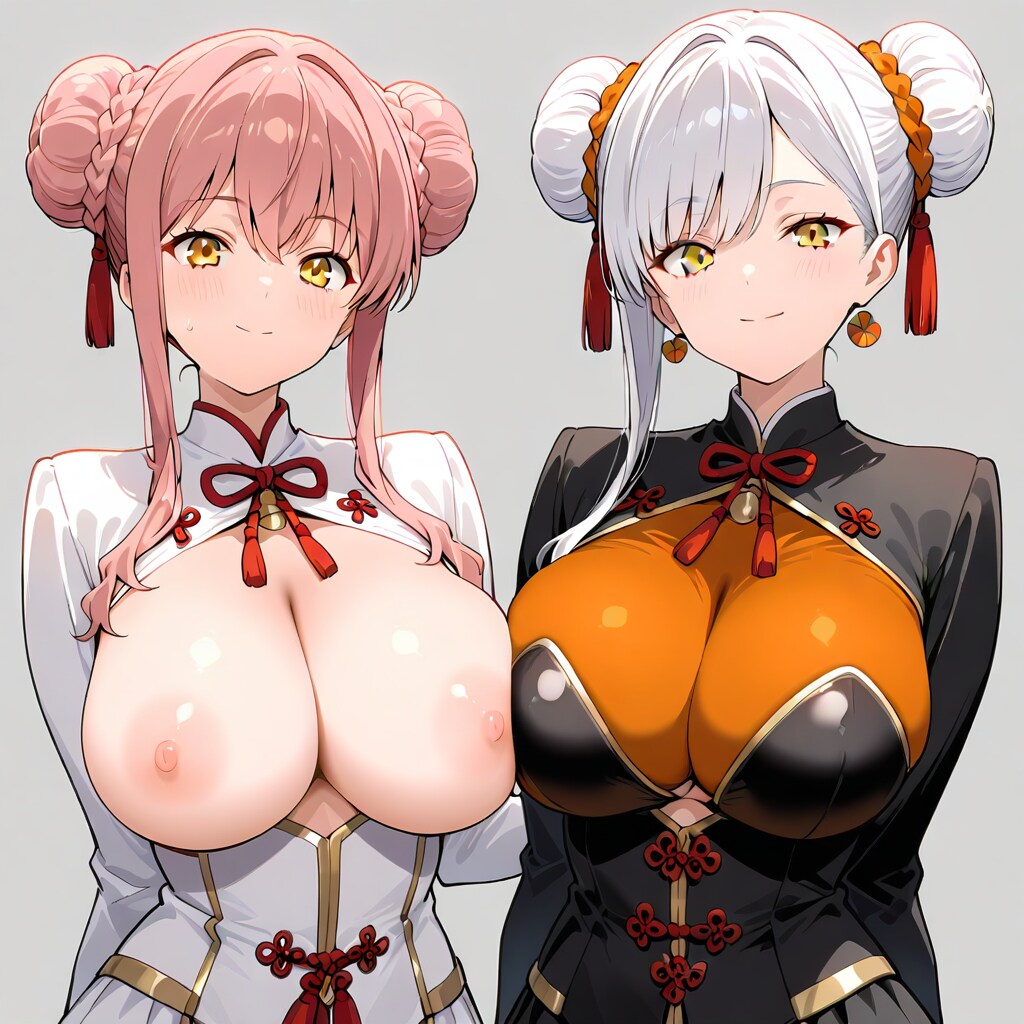 左がピンク髪時の涼葉ちゃんで右が白髪時の涼葉ちゃん（巨乳）