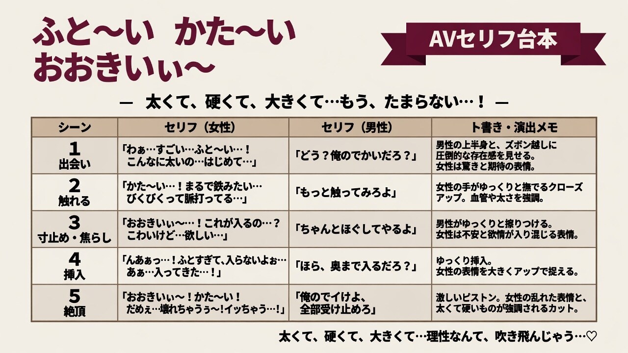 太い硬い大きい　役者やの～
