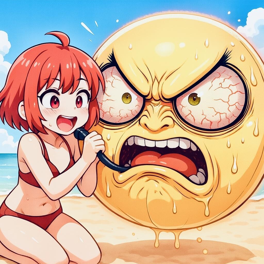 浮き輪膨らます女の子