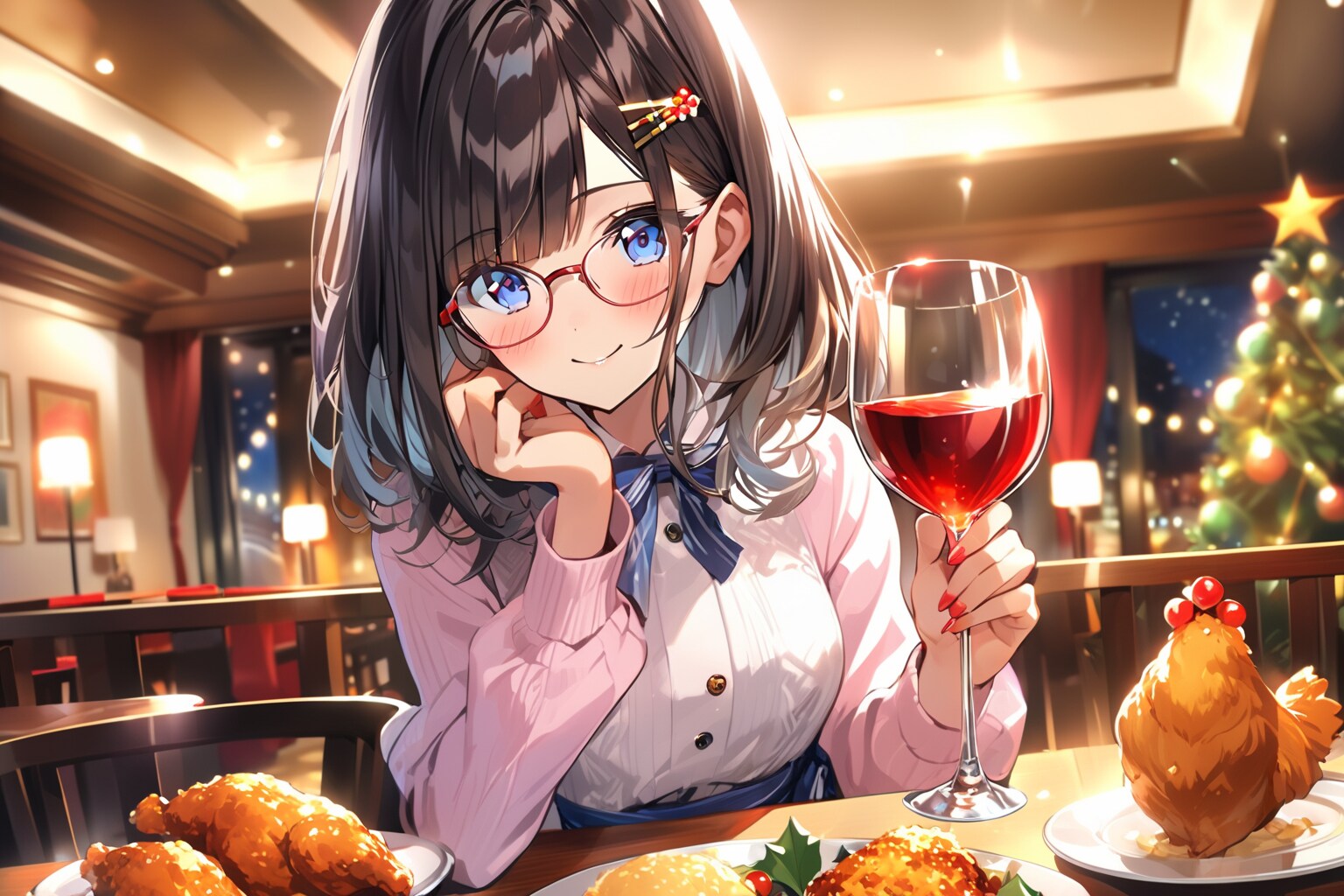 クリスマス🎄🎅🎁パーティ🍗🍷✨ | の人気AIイラスト・グラビア