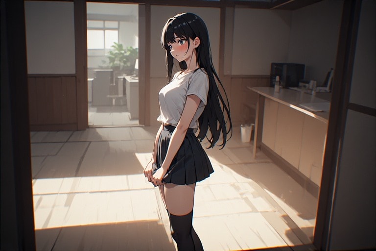 絶対領域（気づいてるver.） | の人気AIイラスト・グラビア