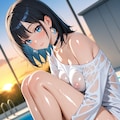美女とプールと夕焼けと・・・ 11枚目