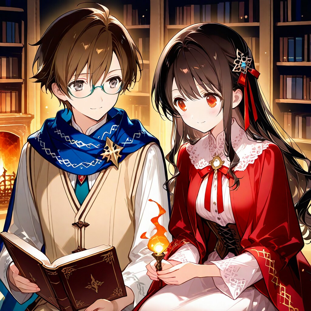 書架の二人