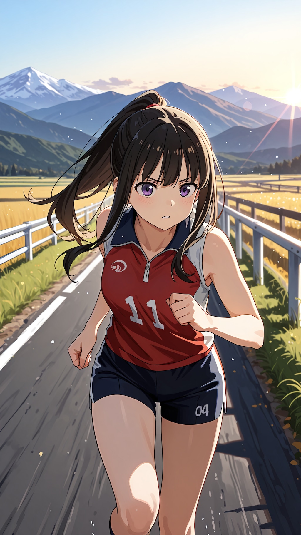 田舎道のジョギング