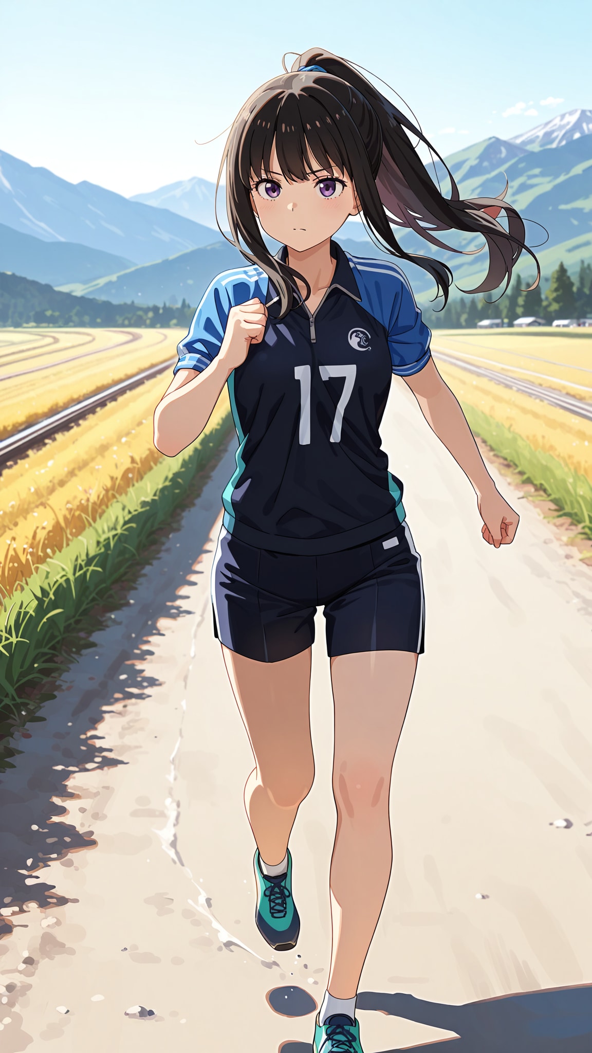 田舎道のジョギング