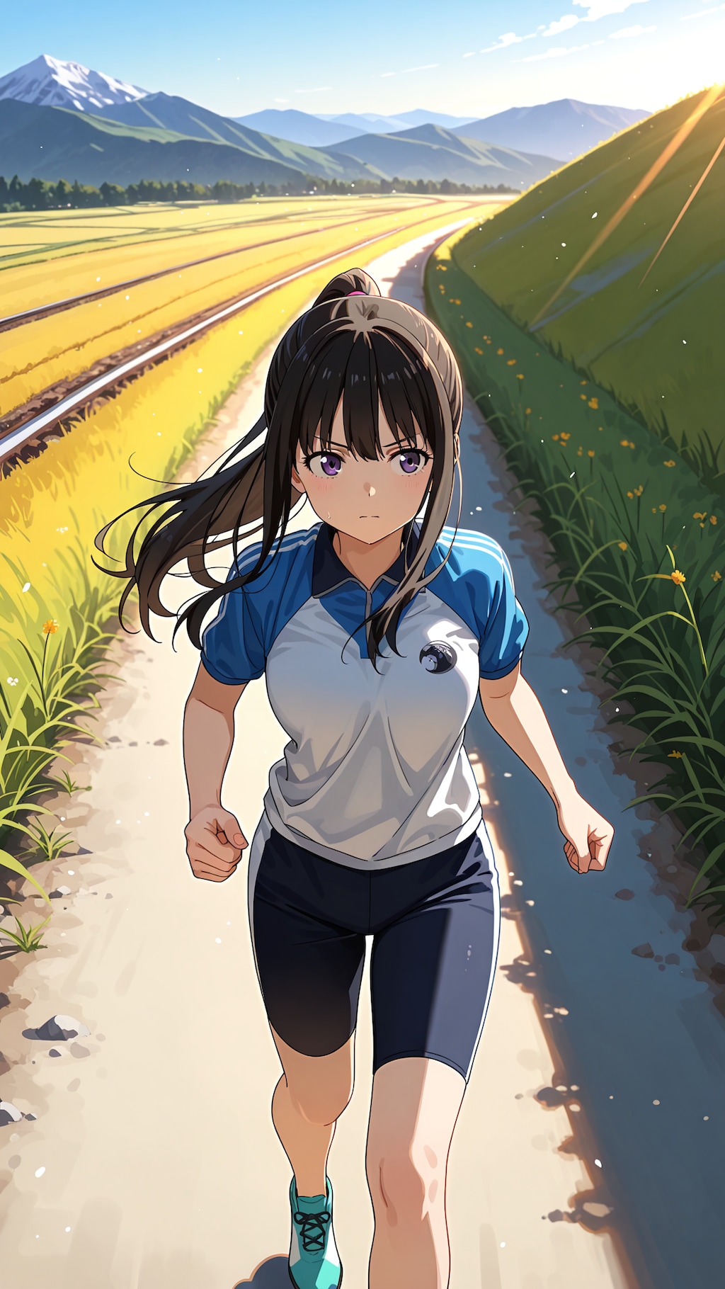 田舎道のジョギング