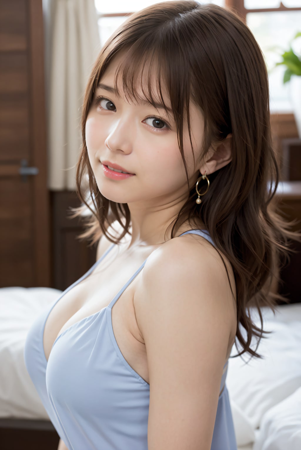 ナイトガウン姿の女性