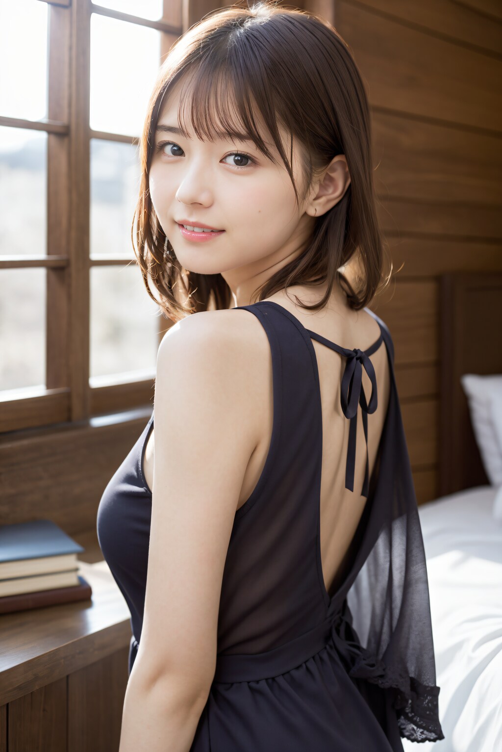ナイトガウン姿の女性