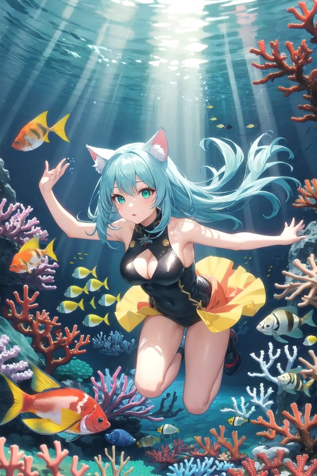 海中散歩ししょちゃん🐱🐠💕