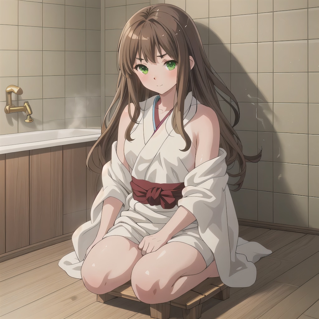 茶髪ロングでお風呂の少女４