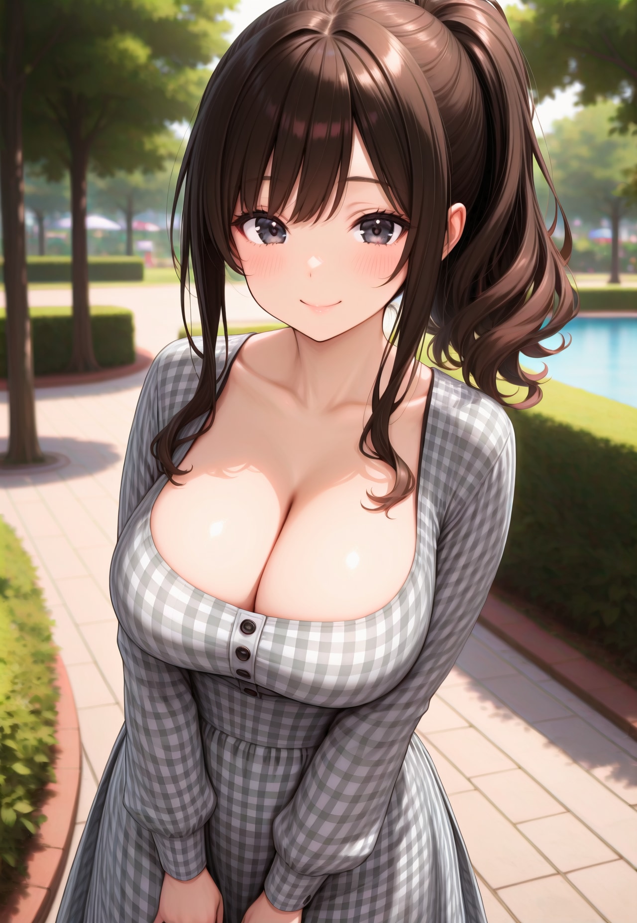 1335（グレーのチェックのワンピ）