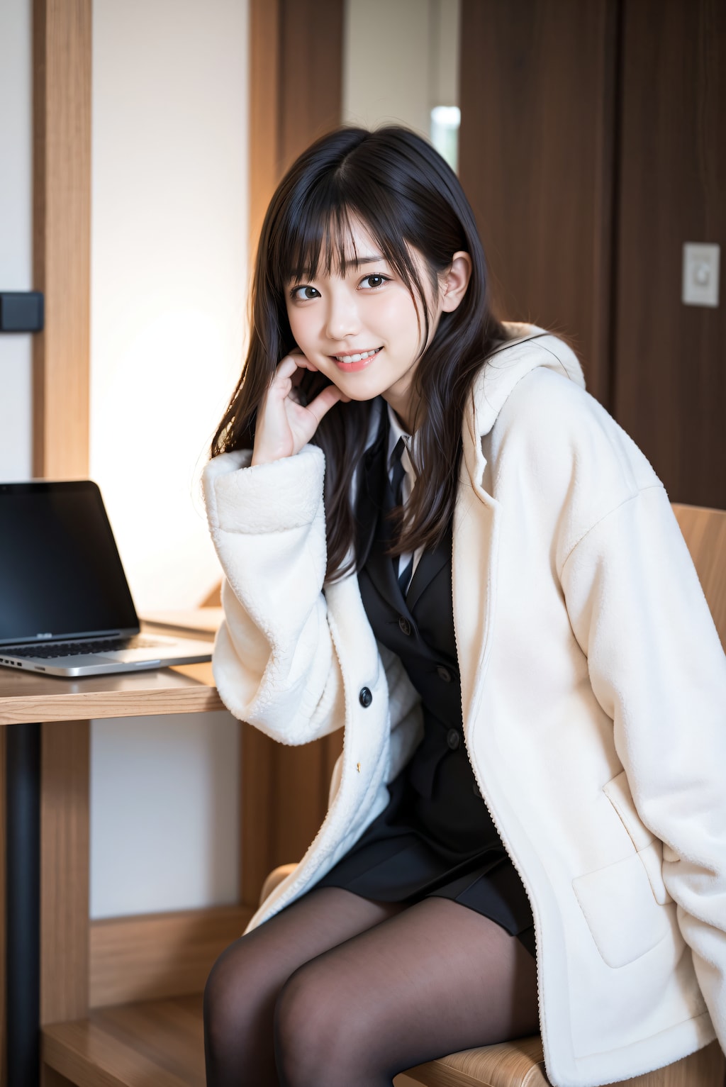 コートを着ているOL