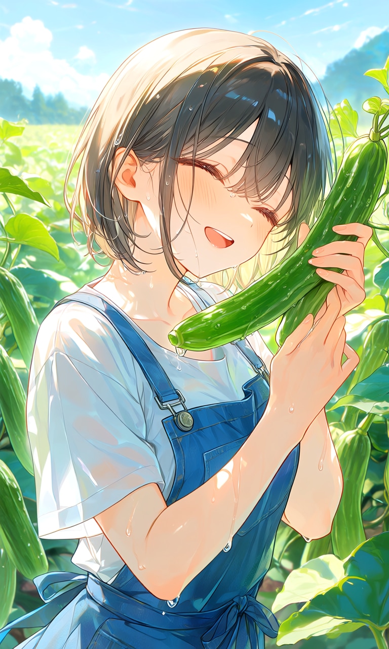 田舎の女のコ　みずみずしい野菜にとびきりの笑顔