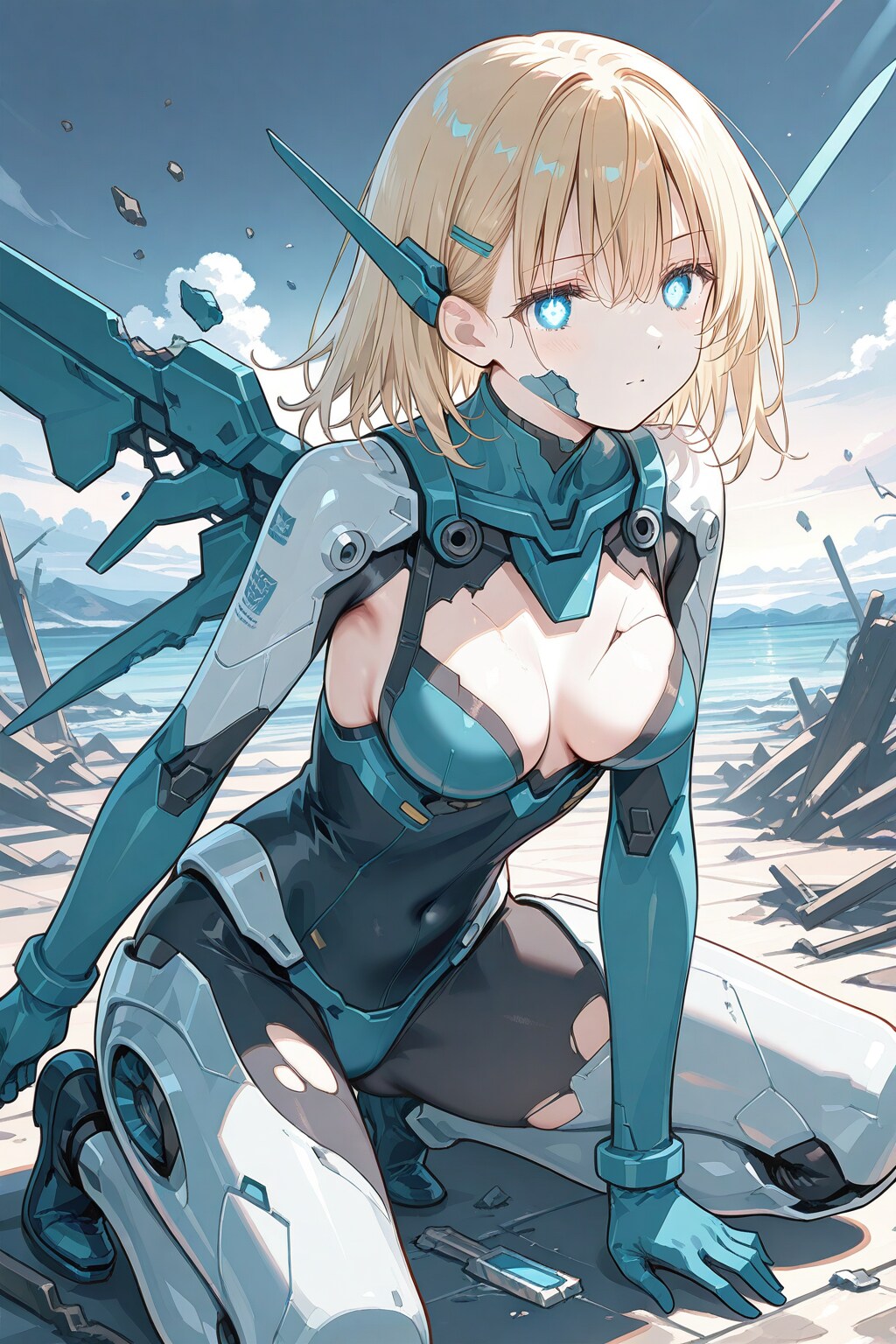 片翼の壊れたメカ娘(損傷率17％)