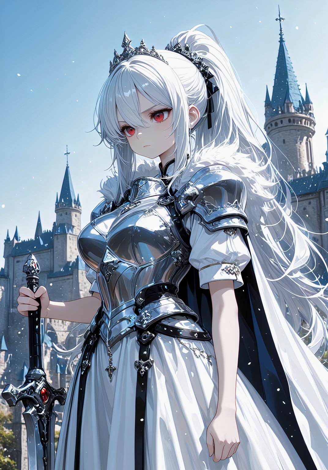 白銀の半袖姫騎士