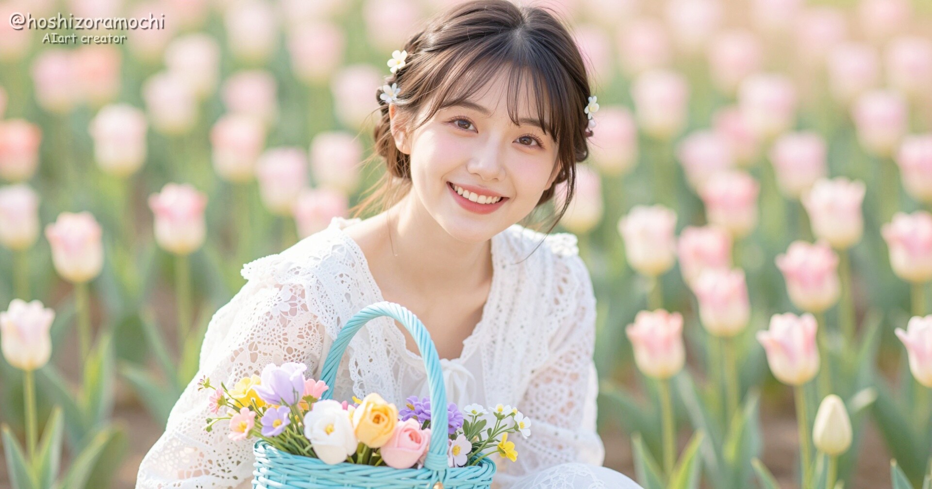 春風に誘われて🌷一面のチューリップ畑で見つけた最高の笑顔✨