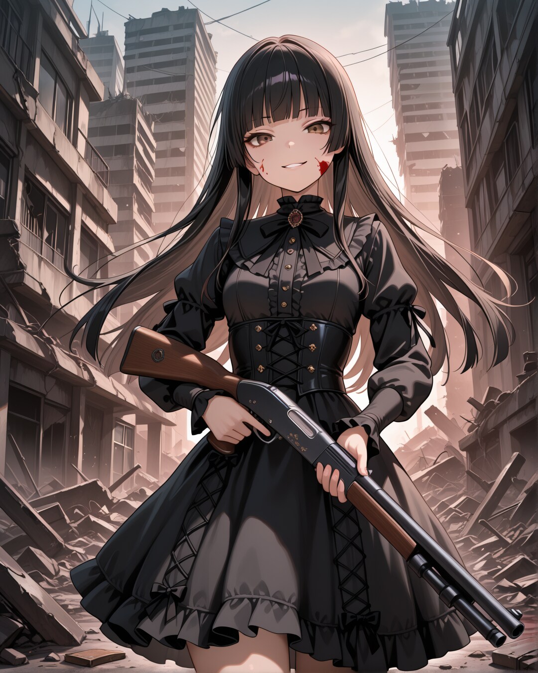 汚物を消毒するゴスロリ少女 | の人気AIイラスト・グラビア