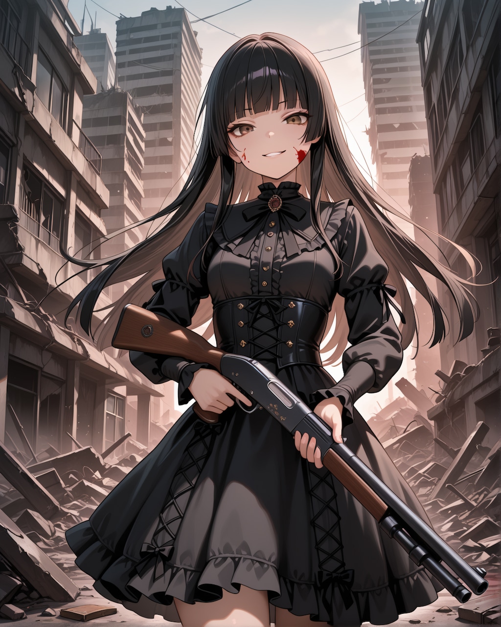 汚物を消毒するゴスロリ少女